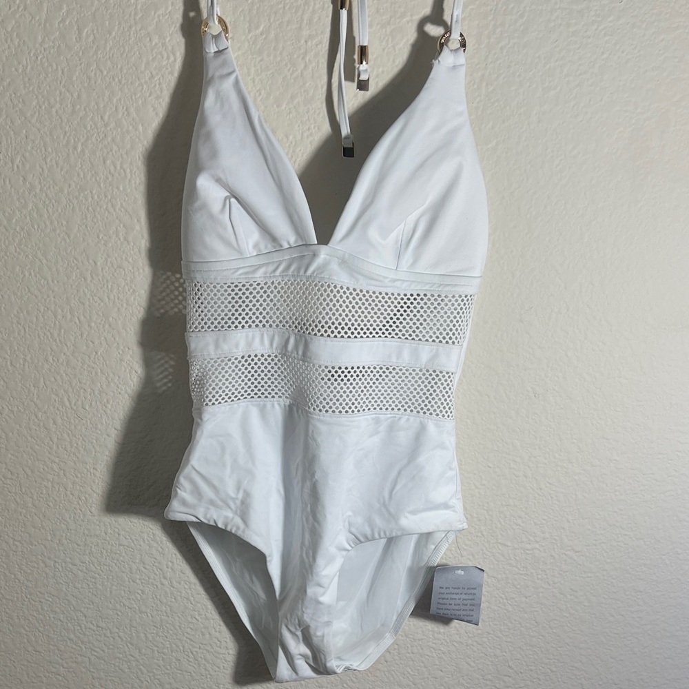 Sea Level Swim sz 6 Longline Halter One-Piece Swimsuit white NWT Vacay coastal